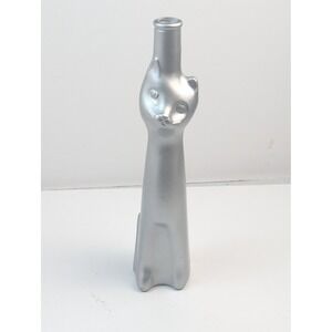 Happy Cat Shaped Wine Bottle Silver‎ Empty Collectible Decor